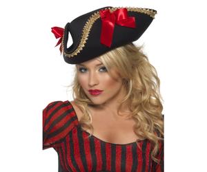 Cappello Da Pirata Fever Deluxe Nero Con Fiocchi Per Donne Costume Elegante