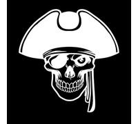 Cappello da pirata marino con teschio e scheletro in stile marinaro Adesivi con incisione 36x37.1cm Autoadesivo Bianco