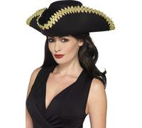 Cappello Da Pirata Per Adulti Accessorio Di Costume Da Pirata Nero Tricornio