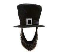 Cappello da pirata per adulti con barba attaccata Accessorio per feste di Halloween 55-60 cm Tessuto morbido per costumi Temi Cappello da pirata in panno regolabile