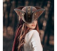 Cappello da pirata retrò a tricorno per feste in maschera e accessori per