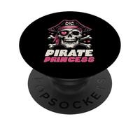 Cappello da principessa pirata con teschio e cuore per ragazze e donne PopSockets PopGrip Adesivo