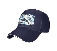 Cappello da sandwich neutro con stampa di delfini, adatto per tutto l'anno, regolabile, comodo e sicuro, blu navy, Taglia unica