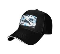 Cappello da sandwich neutro con stampa di delfini, adatto per tutto l'anno, regolabile, comodo e sicuro, Nero , Taglia unica