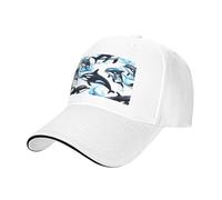 Cappello da sandwich neutro con stampa di delfini, adatto per tutto l'anno, regolabile, comodo e sicuro, bianco, Taglia unica