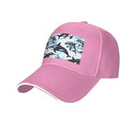 Cappello da sandwich neutro con stampa di delfini, adatto per tutto l'anno, regolabile, comodo e sicuro, rosa, Taglia unica
