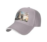 Cappello da sandwich neutro con stampa storica Old Tower Bridge Londra, adatto per tutto l'anno, berretto da baseball regolabile aderente e sicuro, grigio, Taglia unica