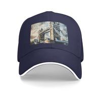 Cappello da sandwich neutro con stampa storica Old Tower Bridge Londra, adatto per tutto l'anno, berretto da baseball regolabile aderente e sicuro, blu navy, Taglia unica