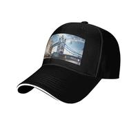 Cappello da sandwich neutro con stampa storica Old Tower Bridge Londra, adatto per tutto l'anno, berretto da baseball regolabile aderente e sicuro, Nero , Taglia unica