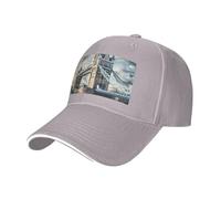 Cappello da sandwich neutro con stampa storica Old Tower Bridge Londra, adatto per tutto l'anno, berretto da baseball regolabile aderente e sicuro, grigio, Taglia unica