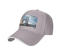 Cappello da sandwich neutro con stampa storica Old Tower Bridge Londra, adatto per tutto l'anno, berretto da baseball regolabile aderente e sicuro, grigio, Taglia unica