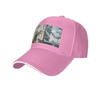 Cappello da sandwich neutro con stampa storica Old Tower Bridge Londra, adatto per tutto l'anno, berretto da baseball regolabile aderente e sicuro, rosa, Taglia unica