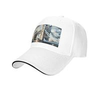 Cappello da sandwich neutro con stampa storica Old Tower Bridge Londra, adatto per tutto l'anno, berretto da baseball regolabile aderente e sicuro, bianco, Taglia unica
