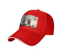 Cappello da sandwich neutro con stampa storica Old Tower Bridge Londra, adatto per tutto l'anno, berretto da baseball regolabile aderente e sicuro, Rosso, Taglia unica