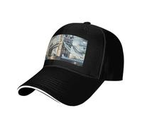 Cappello da sandwich neutro con stampa storica Old Tower Bridge Londra, adatto per tutto l'anno, berretto da baseball regolabile aderente e sicuro, Nero , Taglia unica