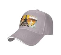 Cappello da sandwich neutro con stampa Torre Eiffel Parigi, adatto per tutto l'anno, berretto da baseball regolabile aderente e sicuro, grigio, Taglia unica
