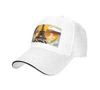 Cappello da sandwich neutro con stampa Torre Eiffel Parigi, adatto per tutto l'anno, berretto da baseball regolabile aderente e sicuro, bianco, Taglia unica