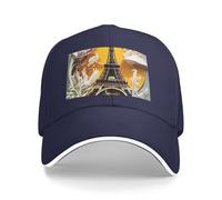 Cappello da sandwich neutro con stampa Torre Eiffel Parigi, adatto per tutto l'anno, berretto da baseball regolabile aderente e sicuro, blu navy, Taglia unica
