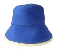 Cappello da sauna in feltro di lana, protezione per la testa, resistente al calore, per sauna finlandese, per uomo e donna, altezza 18 cm, blu