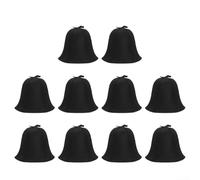 Cappello da sauna per protezione dal calore, in feltro, per la cura del cuoio capelluto e dei capelli, previene il mal di testa durante la sauna, nero o nero/bianco (confezione da 10) (10 pezzi nero)