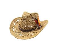 Cappello da sci da cowboy western estivo per donne e uomini, cappello di paglia, modellabile, cappello da sole scavato, saldatura leggera, cachi., Taglia unica