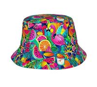 Cappello da Secchio Frutti Tropicali Estivi Flamingo Pieghevole Cappellino Protezione del Sole Cappello da Pescatore per Summer Escursionismo Sport
