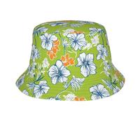 Cappello da Secchio Motivo Verde con Fiori Tropicali Pieghevole Bucket Hat Unisex Cappello da Pescatore per Viaggi Campeggio Sport