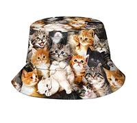 Cappello da Secchio Stampa di Un Simpatico Cartone Animato di Un Gatto Animale Pieghevole Cappello da Pescatore Trendy Cappellino per Campeggio Pesca Escursionismo