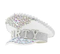 Cappello da sergente alla moda con strass cappello da addio al nubilato festa cosplay night club capitano copricapo sposa costume da sposa accessori da sposa