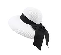 Cappello da sole a nove code cappelli estivi pieghevoli cappelli da baseball da donna con fiocco, bianco, Taglia unica