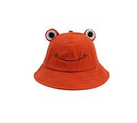 Cappello da sole a secchiello per donne, uomini, adulti, rana carina, cappello estivo da pesca, pieghevole, arancione, da 56 a 58 cm