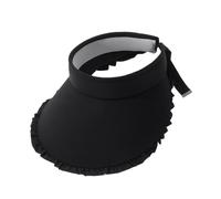 Cappello da sole a tesa larga, a tesa larga, alla moda, protezione UV, regolabile, morbida visiera da spiaggia, traspirante, assorbe il sudore, da donna, nero