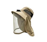 Cappello da sole a ventaglio con fascia per il mento con copertura in rete, tesa larga e drappeggio per collo, cappello da esterno per giardinaggio e viaggi, velo in rete, cappello da pesca, parasole