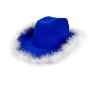 Cappello da sole blu con bordo piumato cappello a tesa larga per occasioni speciali e uso quotidiano Accessori per testa eventi cosplay accessori per festival musicali