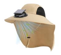 Cappello da Sole | Cappello da Pesca Esterno con Ventilatore Solare,Copre Chef Traspirante con Protezione per Nuca Grande Bordo Ventilatore per Escursionismo Campeggio Spiaggia, cachi., L