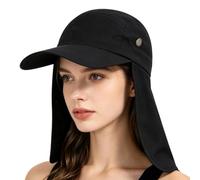 Cappello da sole con copertura per il collo, UPF 50+, regolabile, antivento, cappello da baseball estivo, per spiaggia, escursionismo, viaggi, pendolarismo, Nero