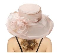 Cappello da sole con fiori da donna a tesa larga in organza per l'estate, cappello da spiaggia elegante, protezione UV elevata, traspirante in rete, cappelli da sposa per ospiti della chiesa e