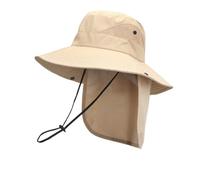 Cappello da sole con protezione per il collo rimovibile, in microfibra, tesa larga, fascia regolabile, ventilazione, 58 cm, pietra, 58 cm