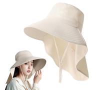 Cappello da sole con protezione UV per adulto, cappello da pescatore regolabile con paranuca, cappello estivo da spiaggia a tesa larga, perfetto per la spiaggia, il mare o la piscina, unisex.