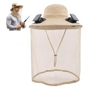 Cappello Da Sole Con Ventilatore A Energia Solare Per Uomo E Donna - Cappello Safari A Tesa Larga Con Protezione UVs, Doppio Ventilatore Solare E Rete Traspirante - Per Pesca(Cachi)