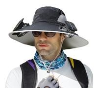 Cappello da Sole con Ventilatore | Cappello da Ventilatore Solare | Cappello A Ventaglio Solare A Tesa Larga | Ricarica Solare E USB | Protezione UV Estiva | per attività All'aperto