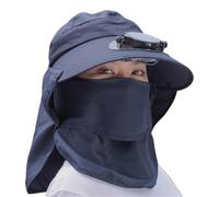 Cappello da sole con ventilatore, copricapo traspirante con bordo largo e linguetta rimovibile per il viso - Casetta solare per uomo - per donna uomo giardinaggio vacanze viaggi estate, Blu navy