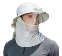 Cappello da Sole con Ventilatore Donna - Tesa Larga Protezione UV | Cappello Secchiello Coprinucleo Viso Energia Solare | Berretto Pescatore 3-in-1 Maschera Rimovibile Trekking Spiaggia