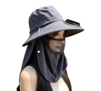 Cappello da sole con ventilatore solare integrato e supporto di ricarica USB fornisce un flusso d'aria costante e protezione UV per viso, collo e spalle (grigio scuro)