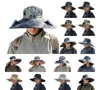 Cappello da sole con ventilatore solare integrato, traspirante, mimetico per uomo, protezione UV 50+, tesa larga, ideale per escursioni, pesca e campeggio, Verde #2., Taglia unica