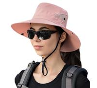 Cappello da sole da donna a coda di cavallo, cappello da spiaggia, cappello a secchiello estivo con protezione UV, a tesa larga, pieghevole, con foro per coda di cavallo, Rosa scuro, M