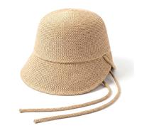 Cappello da sole da donna a tesa larga con cravatta regolabile, cuffie da sole lavorate a maglia con spacco sul retro per le donne, cappello cuffia in paglia per un look più snello, berretto d