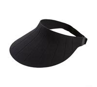 Cappello da sole da donna con tesa larga per protezione dai raggi UV e design adatto alla coda di cavallo, traspirante, con parte superiore cava, per spiaggia, pesca, viaggi, nero (nero)