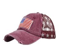 Cappello da sole da donna e uomo, con ricamo a stella, in cotone, cappello da camionista, cappello a sublimazione, Rosso, Taglia unica