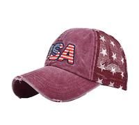 Cappello da sole da donna e uomo, con ricamo a stella, in cotone, cappello da camionista, cappello largo, vino, Taglia unica